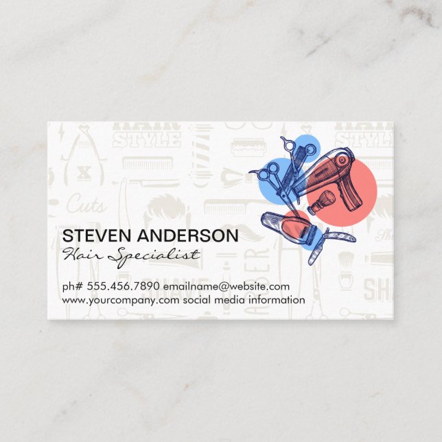 Barber Tools | Hair Specialist | Stylist Business Card (Front)