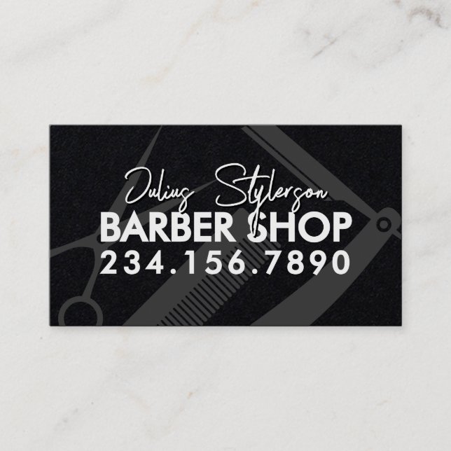 Barber tools modern barbershop  business card (Front)