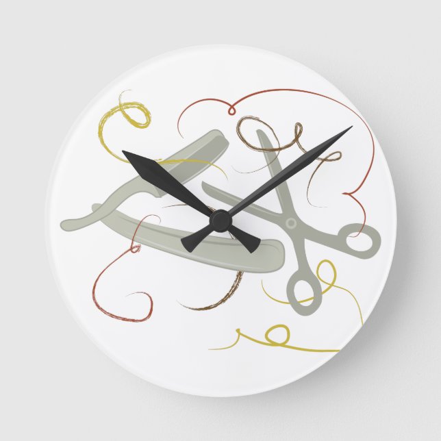 Barber Tools Round Clock (Front)
