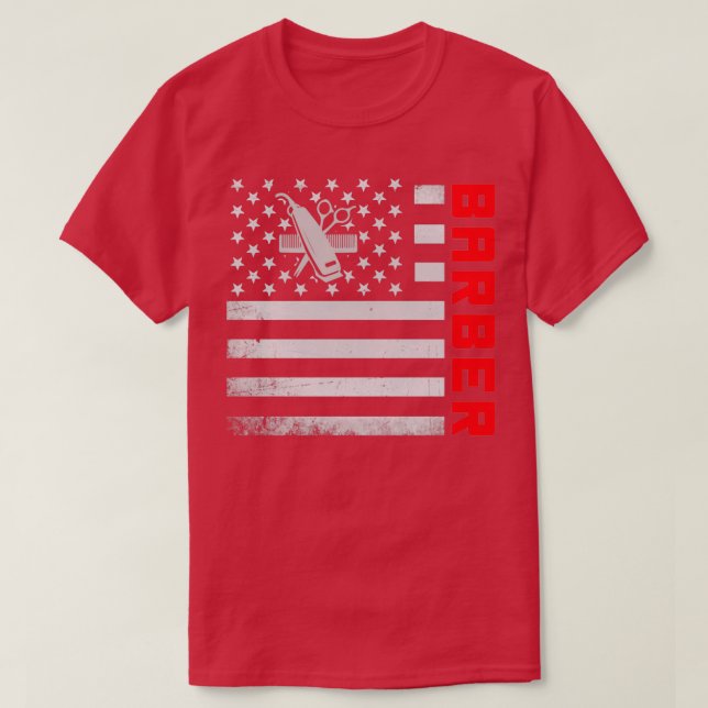 Barber US Flag Mask T-Shirt (Design Front)