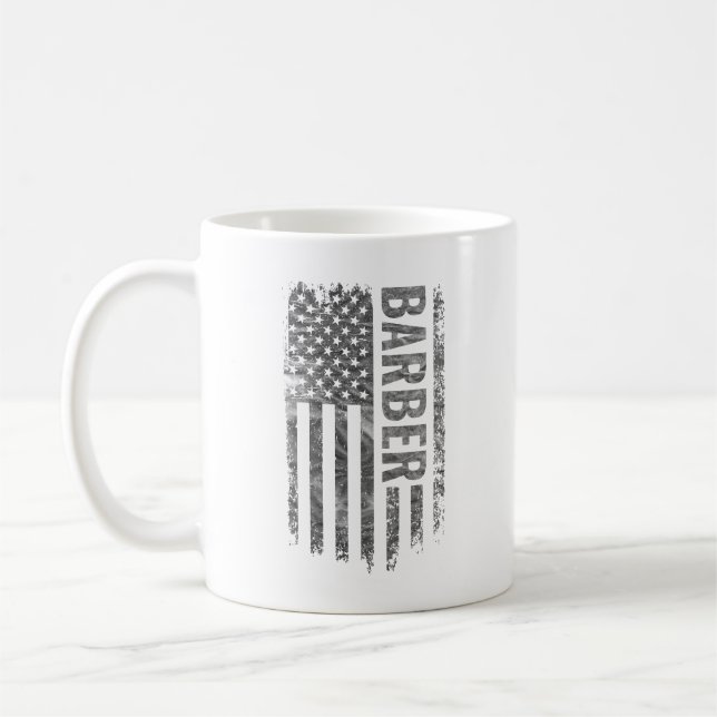 Barber USA Flag Distressed design Coffee Mug (Left)