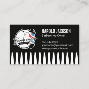 Barberpole Scissors Comb Business Card