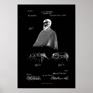 Barber's Cape Antique Patent Poster Black