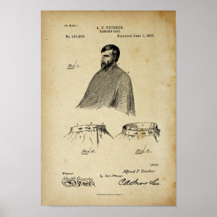 Barber's Cape Antique Patent Poster Old Look