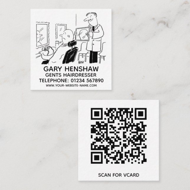 Barbers or Gents Hairdresser Square Business Card (Front/Back)