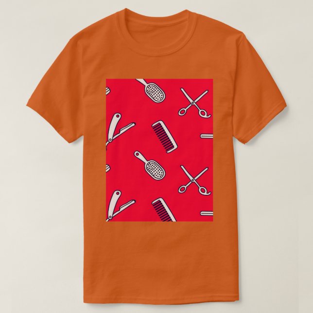 barbers shop pattern scissors pattern cool gift fo T-Shirt (Design Front)
