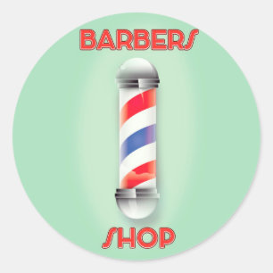 Barbers Shop Vintage Pole Sign Classic Round Sticker
