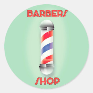Barbers Shop Vintage Pole Sign Classic Round Sticker