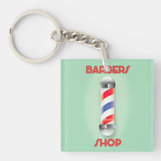 Barbers Shop Vintage Pole Sign Key Ring