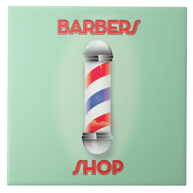 Barbers Shop Vintage Pole Sign Tile (Front)