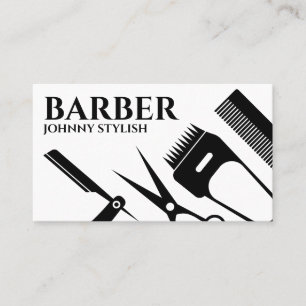Barbers tools shapes business card
