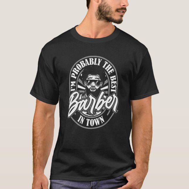 Barbershop Afro Haircut Coiffeur   Beard Hairstyle T-Shirt (Front)