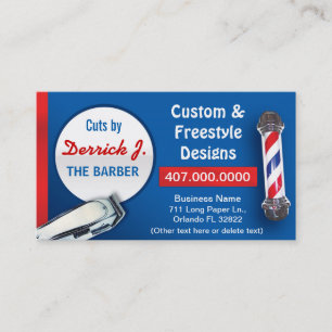 Barbershop Barber (Barber pole and clippers) Business Card