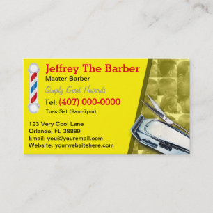 Barbershop Barber (Barber pole and clippers) Business Card