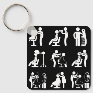 Barbershop Barber & Hairstylist Saloon Routine   Key Ring