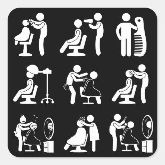 Barbershop Barber & Hairstylist Saloon Routine   Square Sticker
