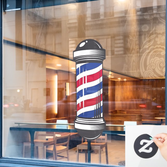 Barbershop Barber Pole Customer Awareness Window Cling (Cafe Window)