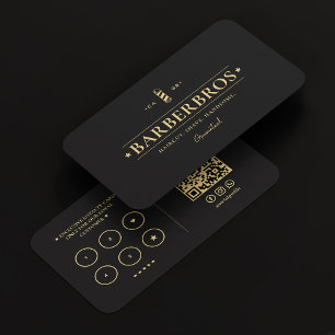 Barbershop Barber Pole Elegant Black Loyalty Business Card