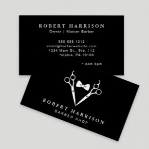 Barbershop Barber Professional Black Business Card