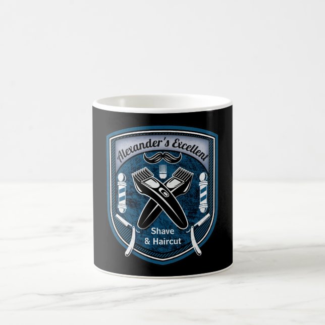Barbershop Barbers Pole Barber Moustache Monogram Coffee Mug (Center)