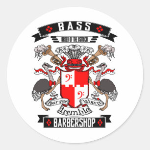Barbershop Bass Coat of Arms Classic Round Sticker