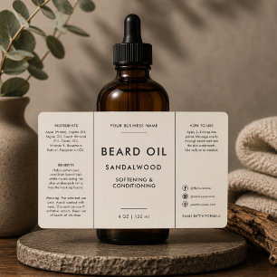 Barbershop Beard Oil 4oz Dropper Bottle Label