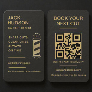 Barbershop Black Slate Stone Barber Haircut  Business Card
