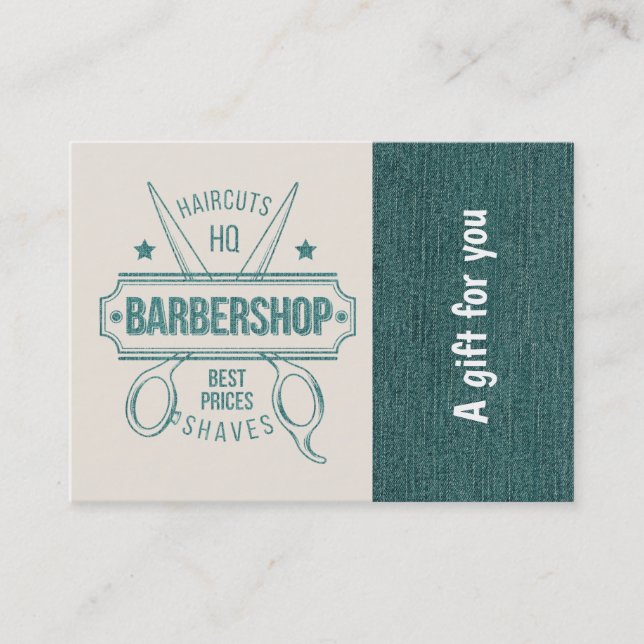 Barbershop blue jeans texture Gift Certificate (Front)