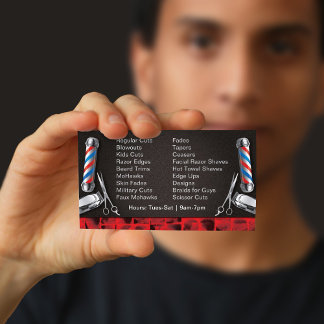 Barbershop Business Card (Barber pole and clippers
