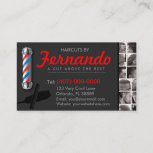 Barbershop Business Card-Barber pole, clippers com Business Card