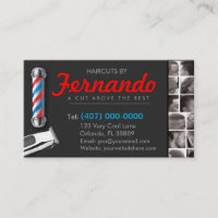 Barbershop Business Card-Barber pole, clippers com