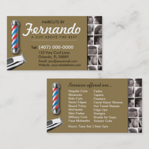 Barbershop Business Card-Barber pole, clippers com Card