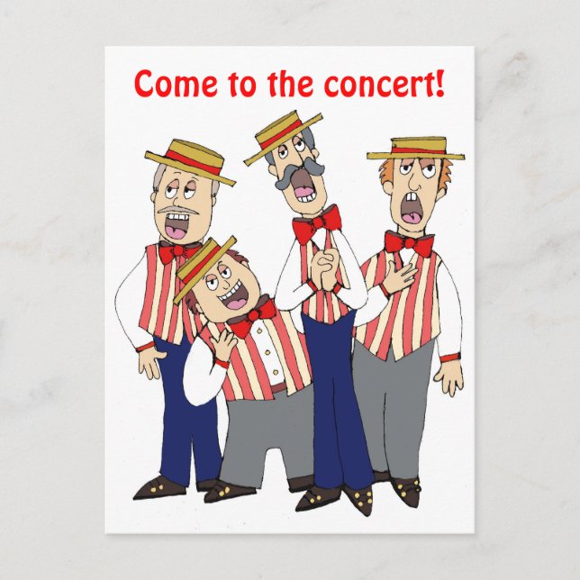 Barbershop Cartoon Quartet Personalise Invitation (Front)