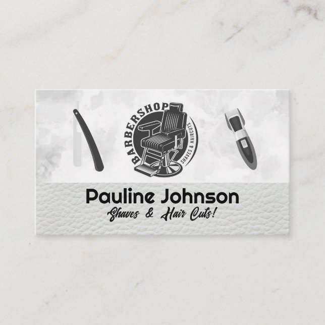 Barbershop Chair | Hair Cutting Tools Business Card (Front)