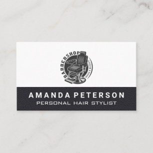Barbershop Chair   Leather Trim Business Card