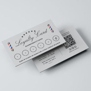 Barbershop Classic Barber Pole Light Grey Loyalty Business Card