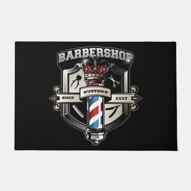 Barbershop Classic Logo Personalise  24" x 36" Doormat (Front)