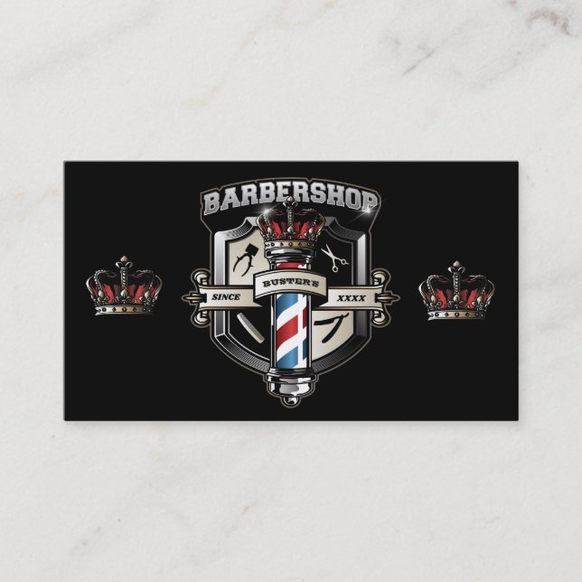 Barbershop Classic Logo Personalise Business Card (Front)