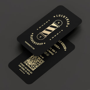 Barbershop Classic Mobile Barber Black Gold Business Card