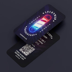 Barbershop Classic Red White Blue Barber Pole Business Card