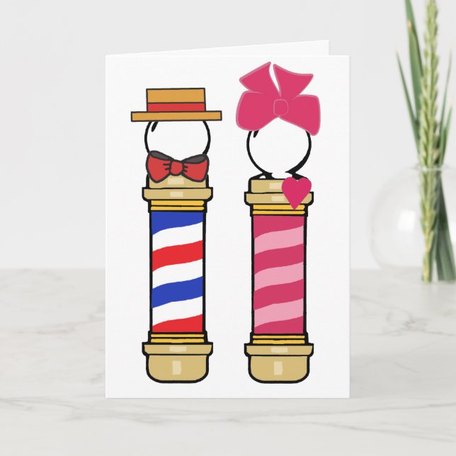 Barbershop Couple Valentine  Holiday Card (Front)