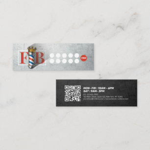 BarberShop Crown Barber Pole Hair Salon Loyalty QR Mini Business Card