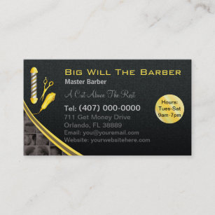 Barbershop (Customisable barber pole, clippers) Business Card