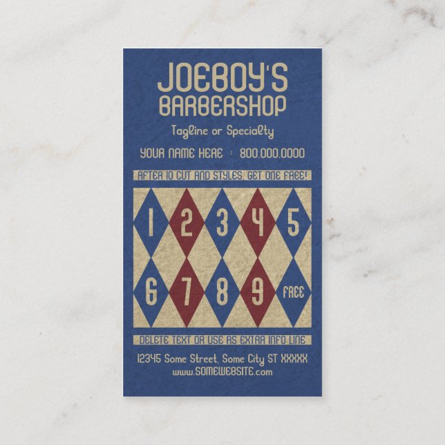 barbershop diamonds stamp card (Back)