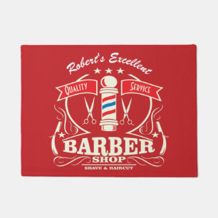 Barbershop Entrance Door Mat Retro Red