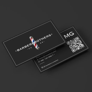 Barbershop Frame Classic Barber Pole Black Business Card