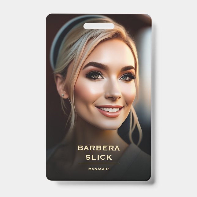 Barbershop Gold Barber's Pole Staff Employee ID Badge (Front)