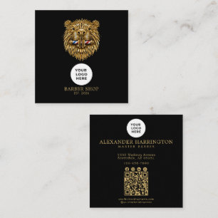 Barbershop Golden Beaver Professional Qr Code Square Business Card