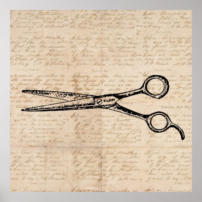 Barbershop Hair Cutting Shears Barber Scissors Poster (Front)