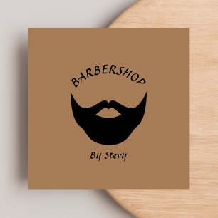 Barbershop Hair Stylist Typography Brown & Black Square Business Card